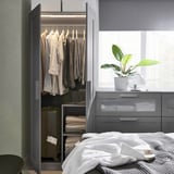 BRIMNES Wardrobe with 2 doors, gray, 30 3/4x74 3/4 "