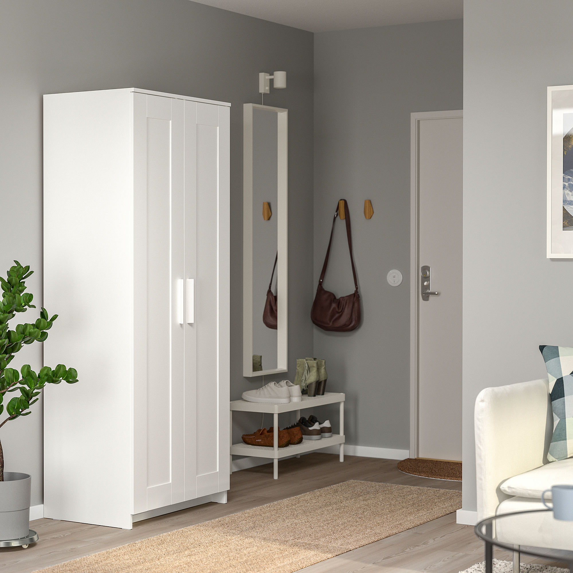 BRIMNES Wardrobe with 2 doors, white, 30 3/4x74 3/4" IKEA