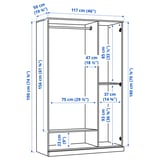 BRIMNES Wardrobe with 3 doors, black, 46x74 3/4 "