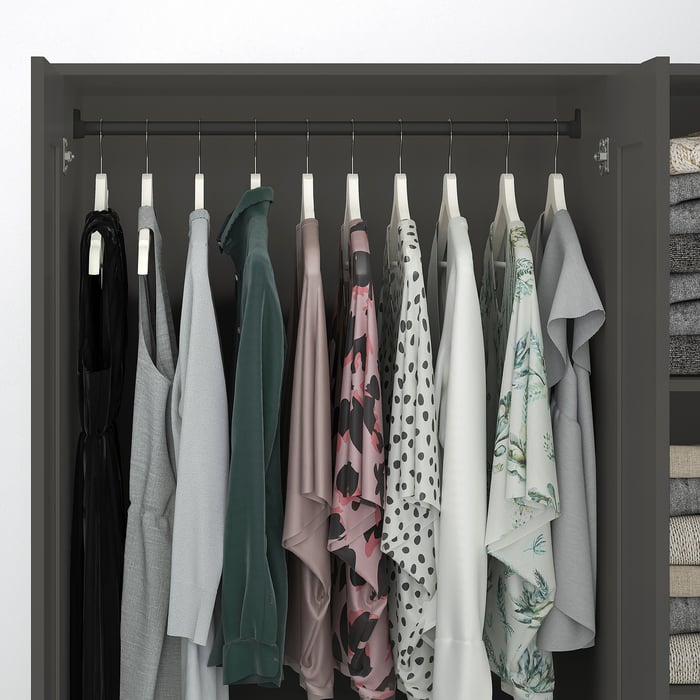 BRIMNES Wardrobe with 3 doors, gray, 46 1/8x74 3/4" IKEA