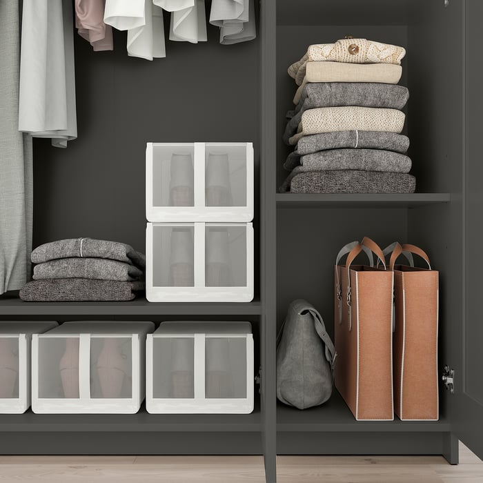 BRIMNES Wardrobe with 3 doors, gray, 46 1/8x74 3/4" IKEA