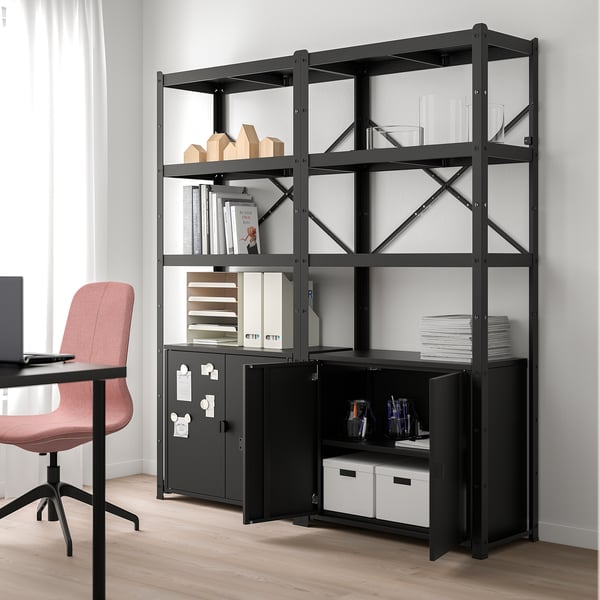 BROR Cabinet with 2 doors, black, 29 7/8x15 3/4x26 "