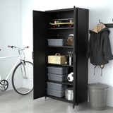 BROR Cabinet with doors, black, 33 1/2x15 3/4x75 1/4 "