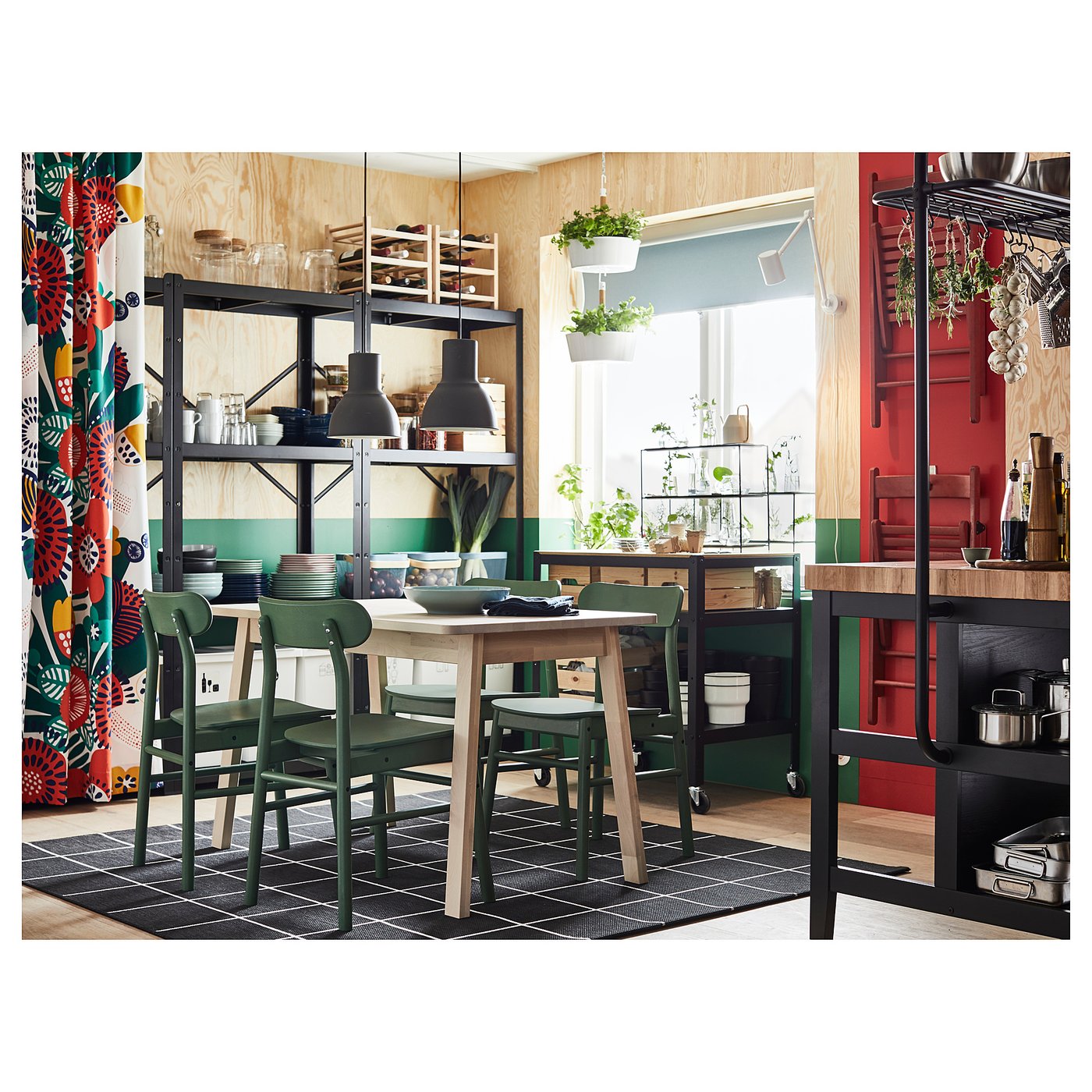 IKEA　bror BROR shelving unit with cabinet, black, 667/8x153/4x743/4