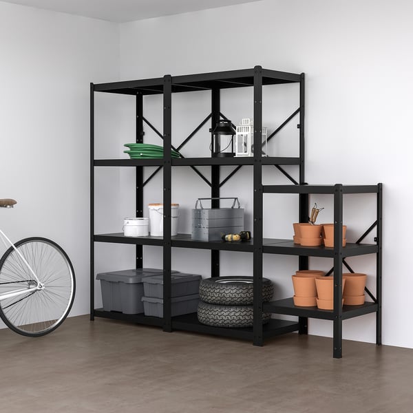 BROR Shelving unit, black, Width 92 1/8" Height 74 3/4". Get it today