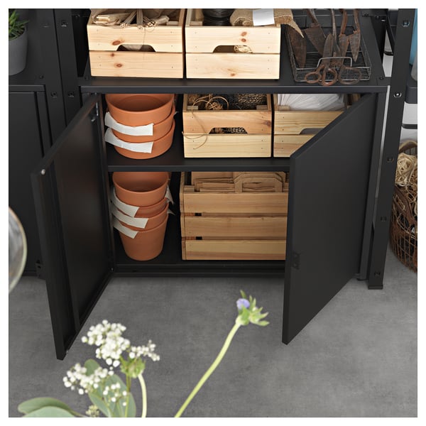 Verwonderlijk BROR Shelving unit with cabinet, black, 33 1/2x15 3/4x74 3/4