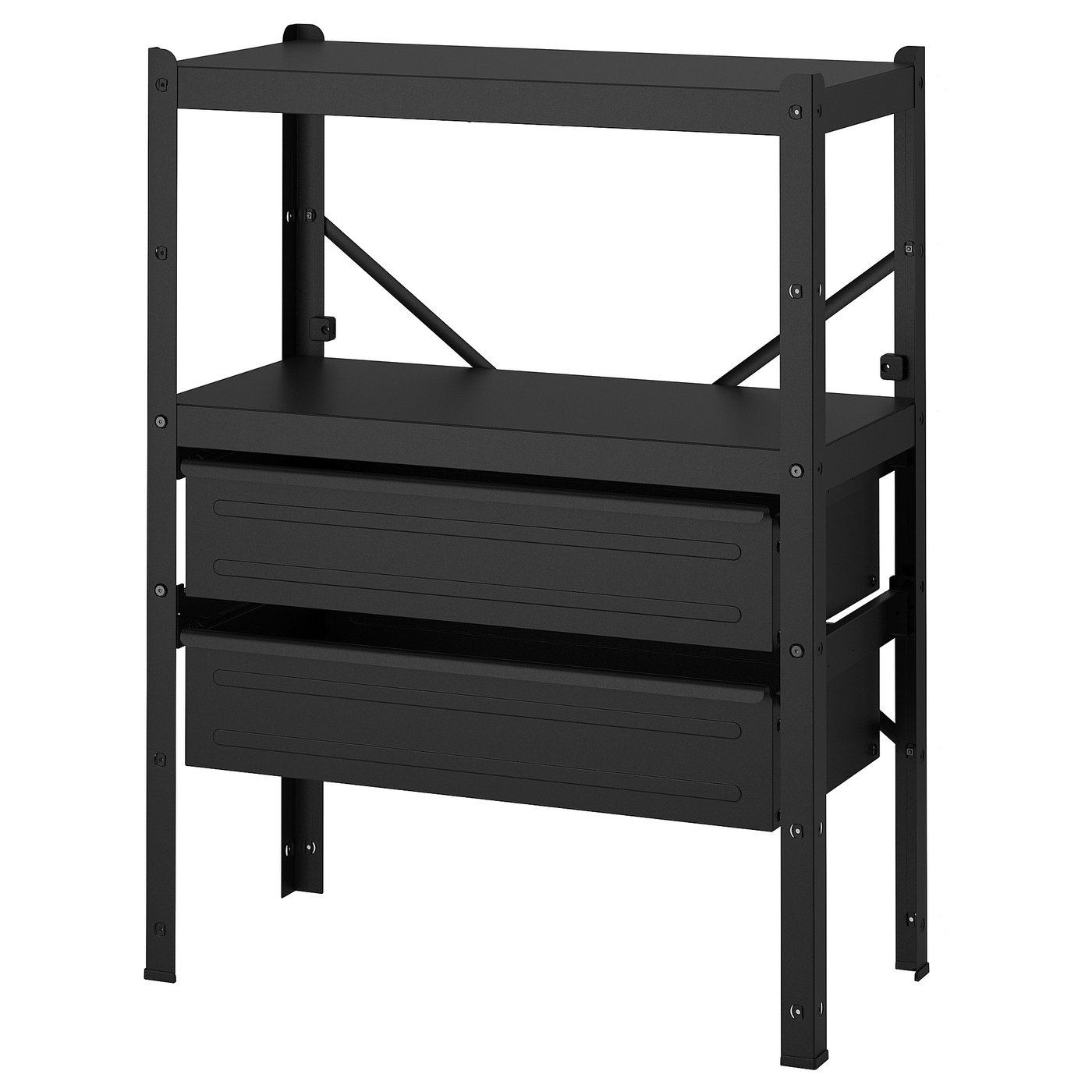 BROR Shelving unit with drawers, black, 331/2x153/4x431/4" IKEA