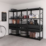 BROR Shelving unit with drawers/shelves, black, 100x21 5/8x74 3/4 "