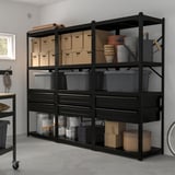 BROR Shelving unit with drawers/shelves, black, 100x21 5/8x74 3/4 "