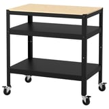 BROR Utility cart, black/pine plywood, 33 1/2x21 5/8 "