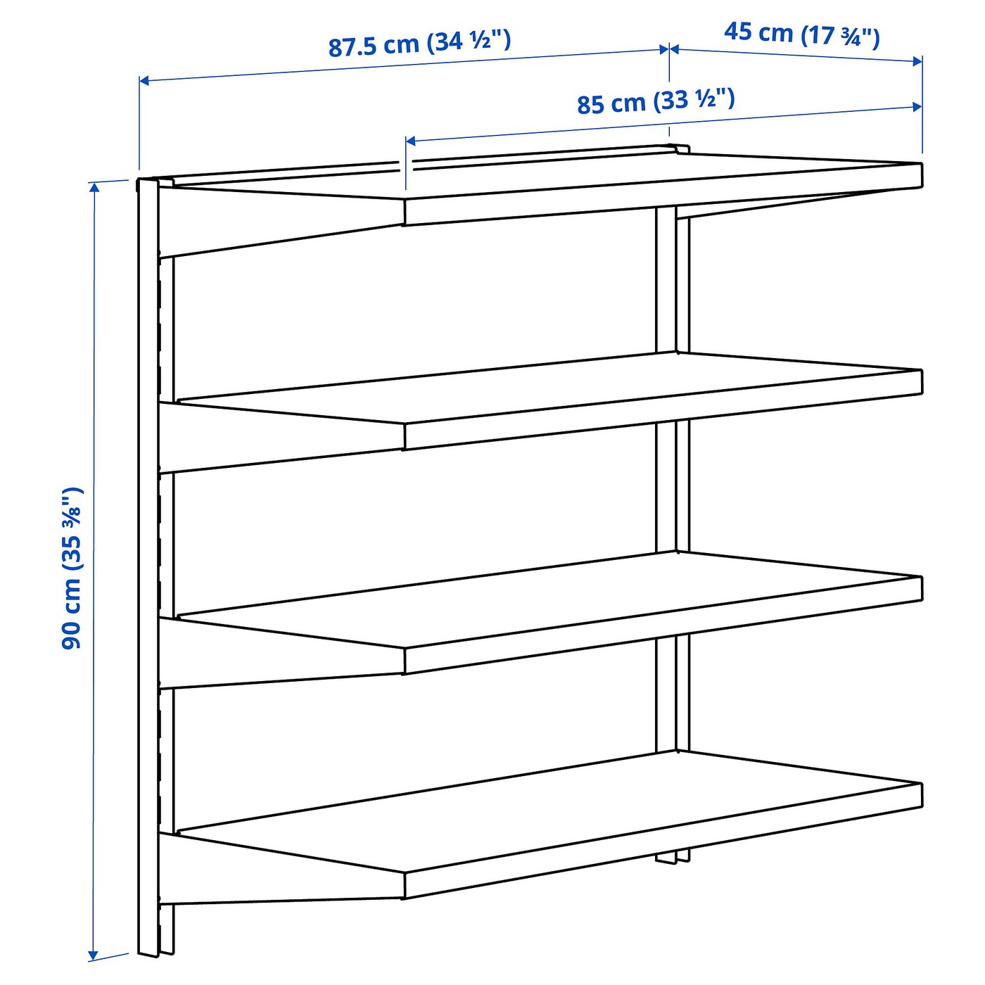 BROR wall shelf combination, black, 341/2x173/4x353/8