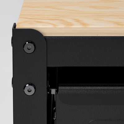 BROR Work bench with drawers, black/pine plywood, 33 1/2x15 3/4x35 "