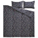 BRUDKRUSBÄR Comforter set, black/floral pattern, King