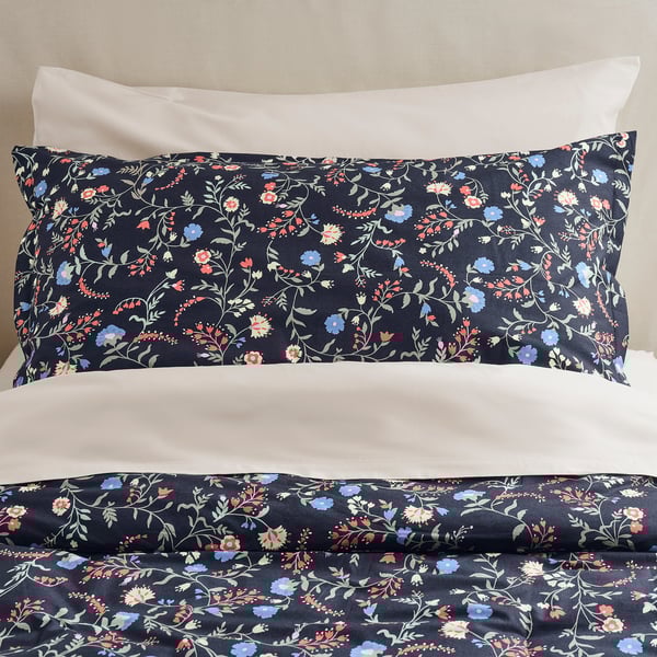 BRUDKRUSBÄR Comforter set, black/floral pattern, Twin/Twin X-long
