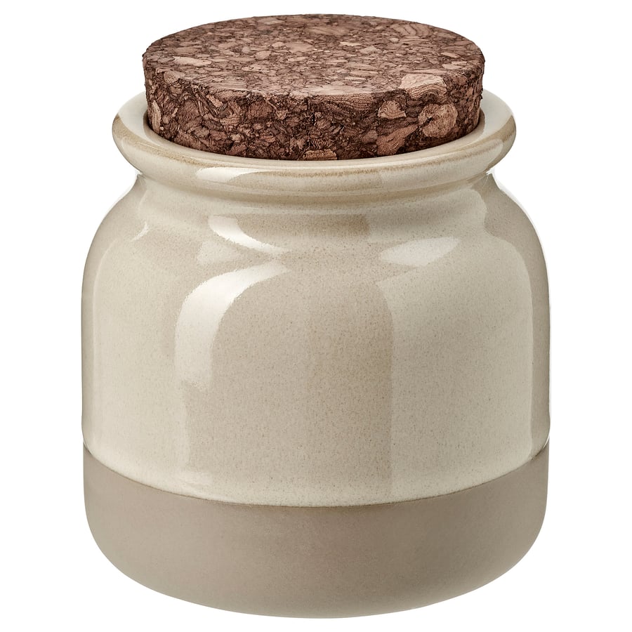 BRUGDHAJ Jar with lid, beige, 10 oz