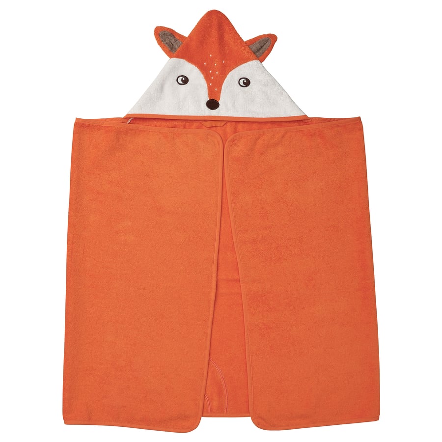 BRUMMIG towel with hood, fox shaped/orange, 28x55" IKEA