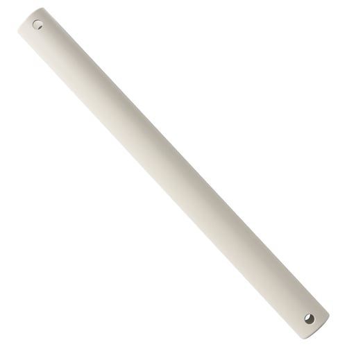 A beige steel BRUNALGER ceiling fan extension rod. Its a cylindrical shape, powder-coated, used to adjust ceiling fan height.