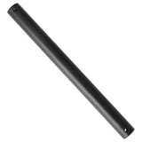 Black cylindrical ceiling fan rod made of steel with powder coating.