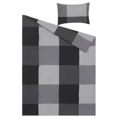 BRUNKRISSLA Comforter set, black, Twin/Twin X-long