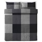 BRUNKRISSLA Duvet cover and pillowcase(s), black, Full/Queen (Double/Queen)
