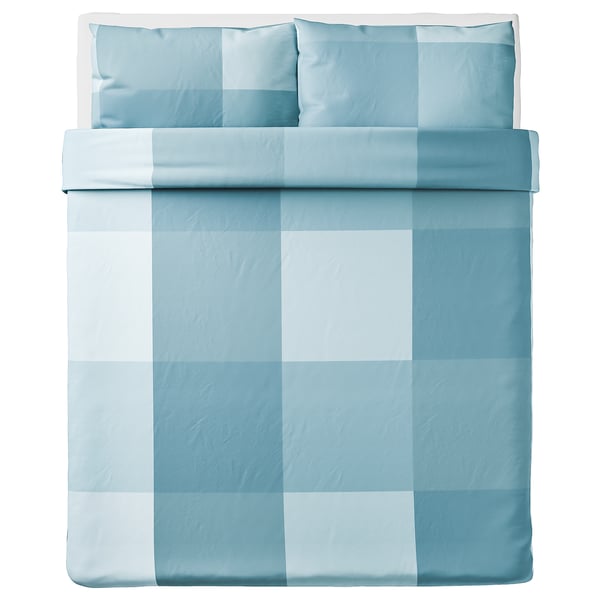 BRUNKRISSLA Duvet cover and pillowcase(s), light blue, Full/Queen