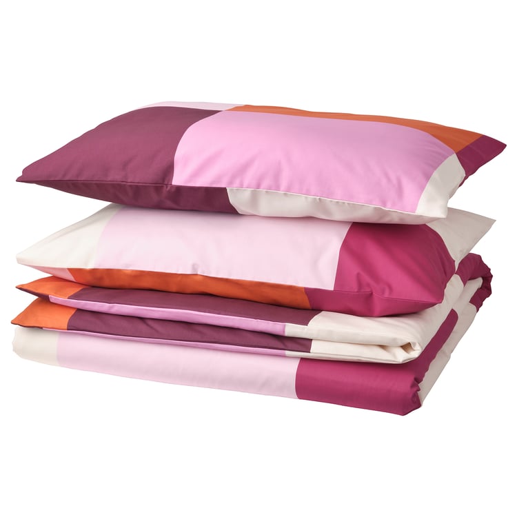 BRUNKRISSLA duvet cover and pillowcase(s), pink, King IKEA