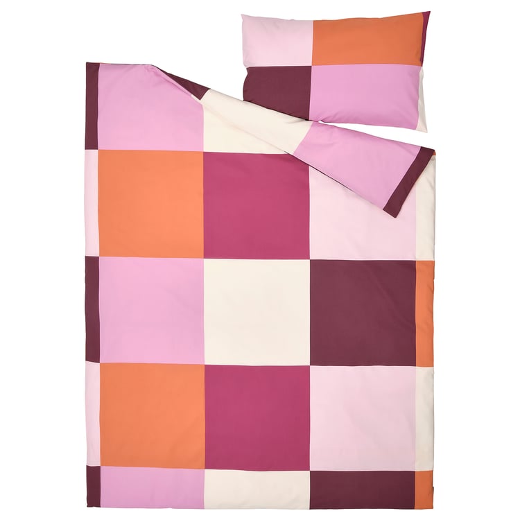 BRUNKRISSLA duvet cover and pillowcase(s), pink, Twin IKEA