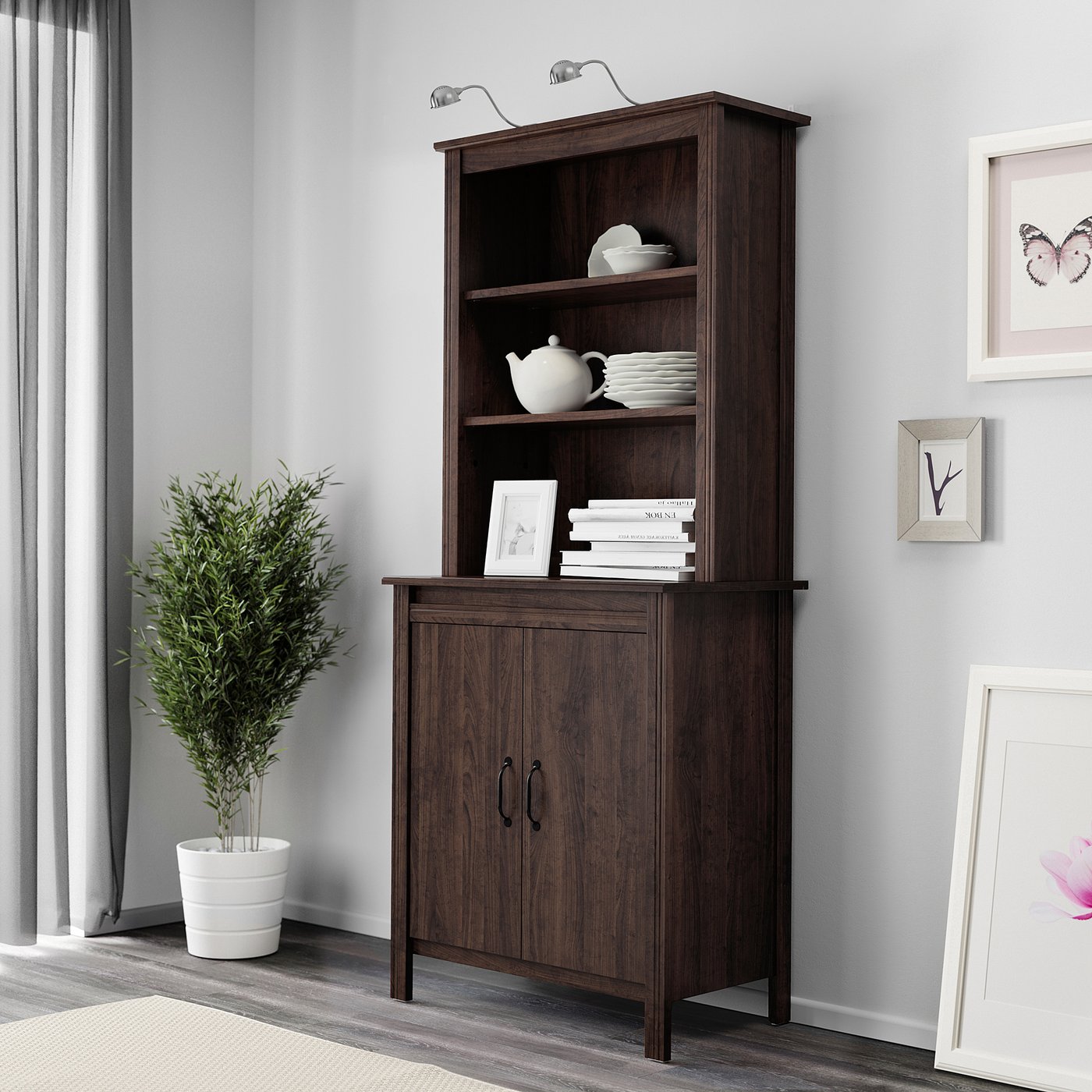 BRUSALI High cabinet with doors, brown 