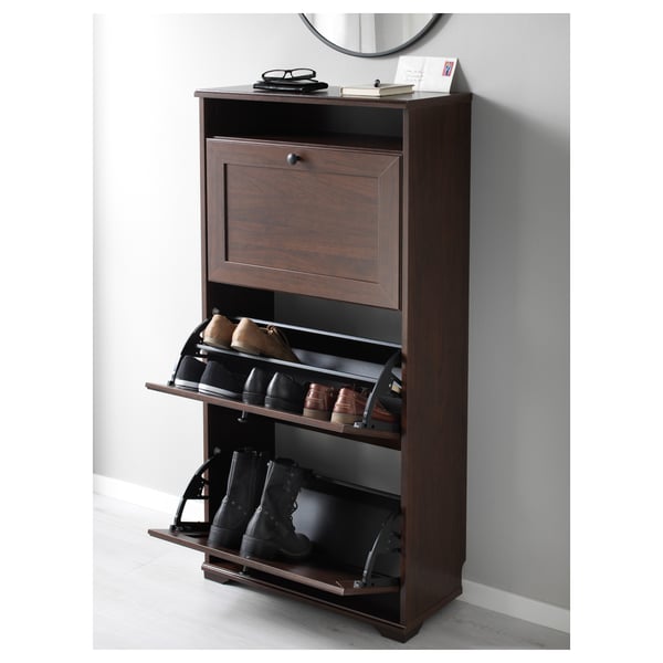 Shoe cabinet with 3 compartments, brown, 24x113/4x511/8" - IKEA