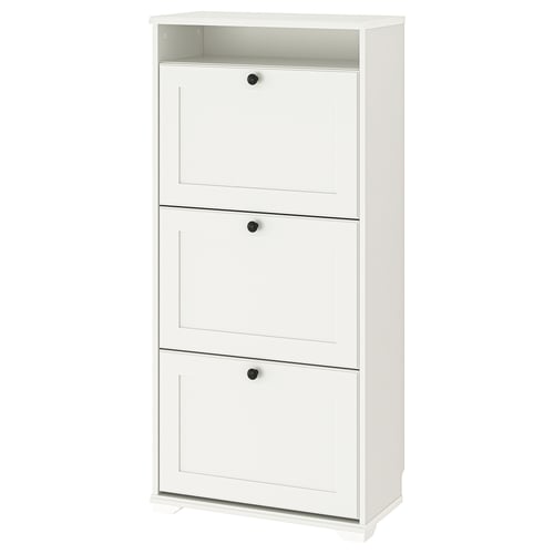 BRUSALI Shoe cabinet with 3 compartments, white, 24x11 3/4x51 1/8 "