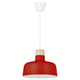 BUNKEFLO Pendant lamp, red/birch, 14 "