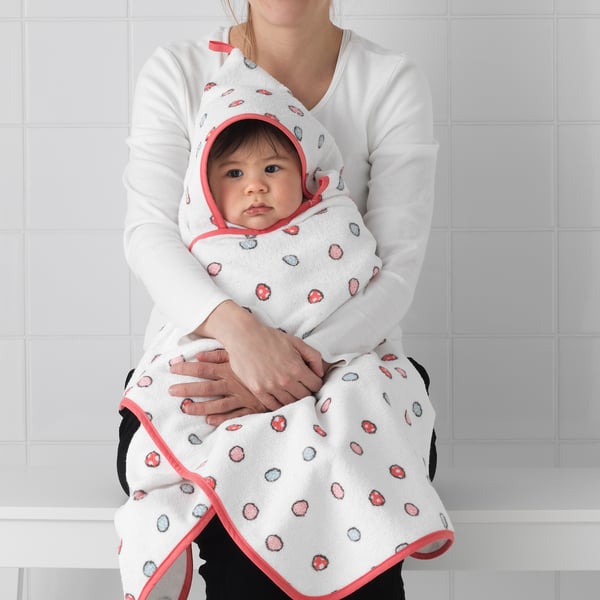 Babyhug Knit Terry Two Layer Towel with Hood With Stripes L 76 x B 76 cm - Red main image 0