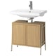 BYASJÖN / TVÄLLEN Bathroom vanity w doors/sink/faucet, oak effect, 26x14 3/8x23 1/4 "