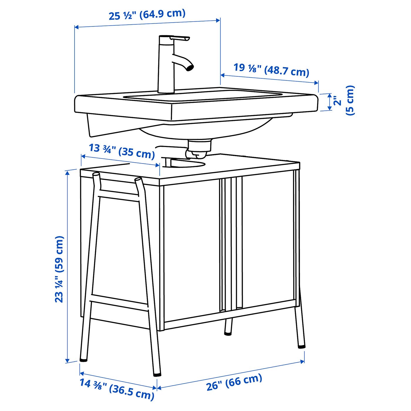 Bathroom vanity w doors/sink/faucet, oak effect 4