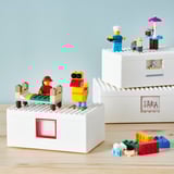 BYGGLEK LEGO® box with lid, set of 3, white