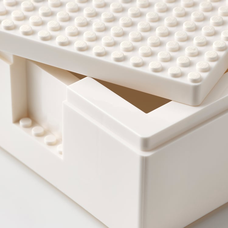 BYGGLEK LEGO® box with lid, set of 3, white IKEA