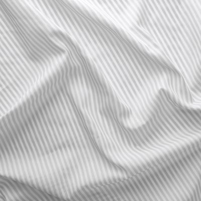 Elegant, dimming curtains with parallel stripes, offering privacy & light reduction.