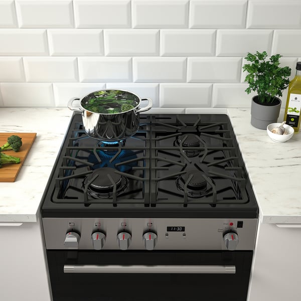 CIRKULERA Range with gas cooktop, Stainless steel - IKEA