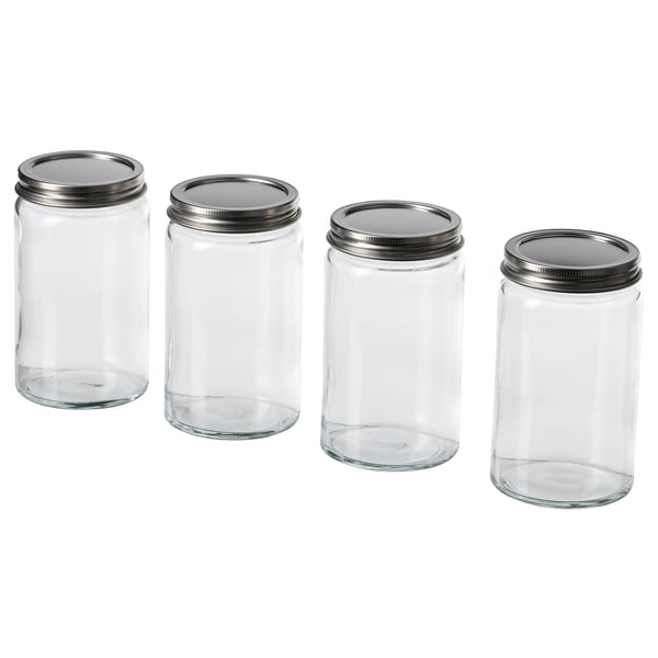 CITRONHAJ Spice jar, clear glass/stainless steel, 12 oz - IKEA