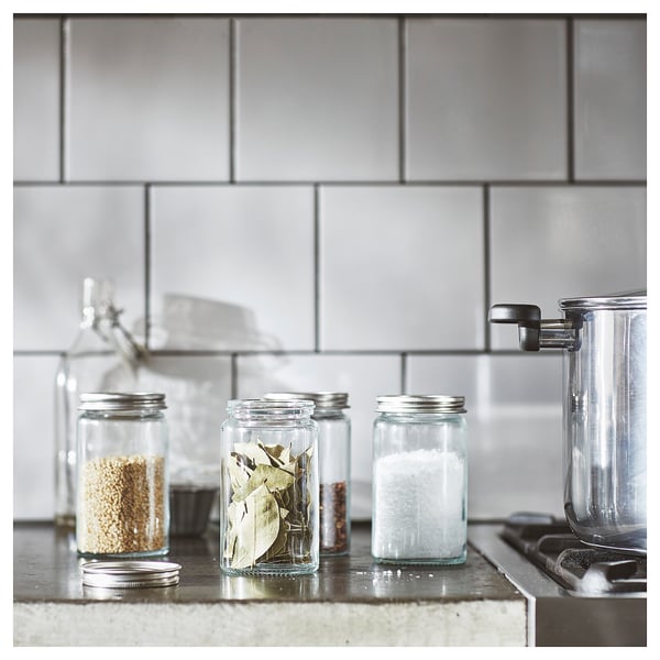 CITRONHAJ Spice jar, clear glass/stainless steel, 12 oz - IKEA