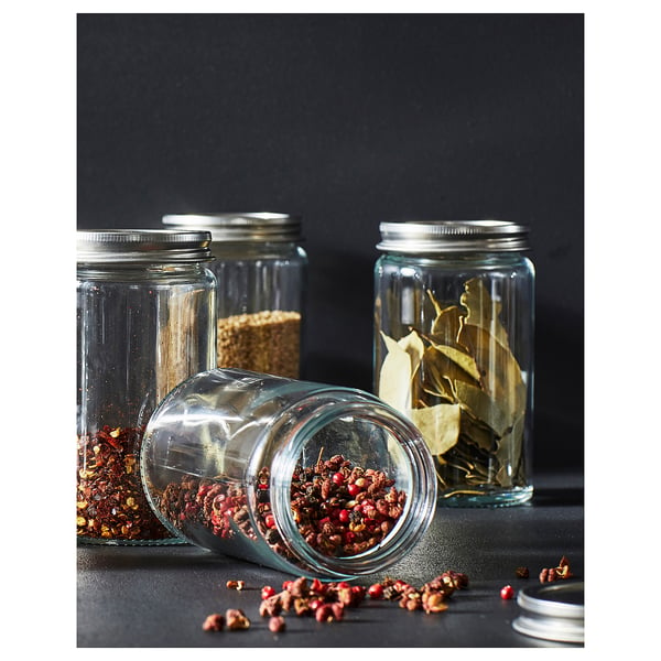 CITRONHAJ spice jar, clear glass/stainless steel, 12 oz - IKEA