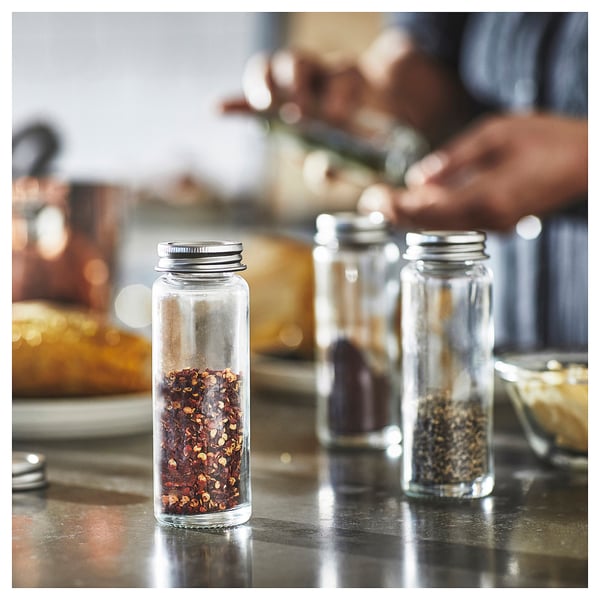 CITRONHAJ Spice jar, clear glass/stainless steel, 3 oz