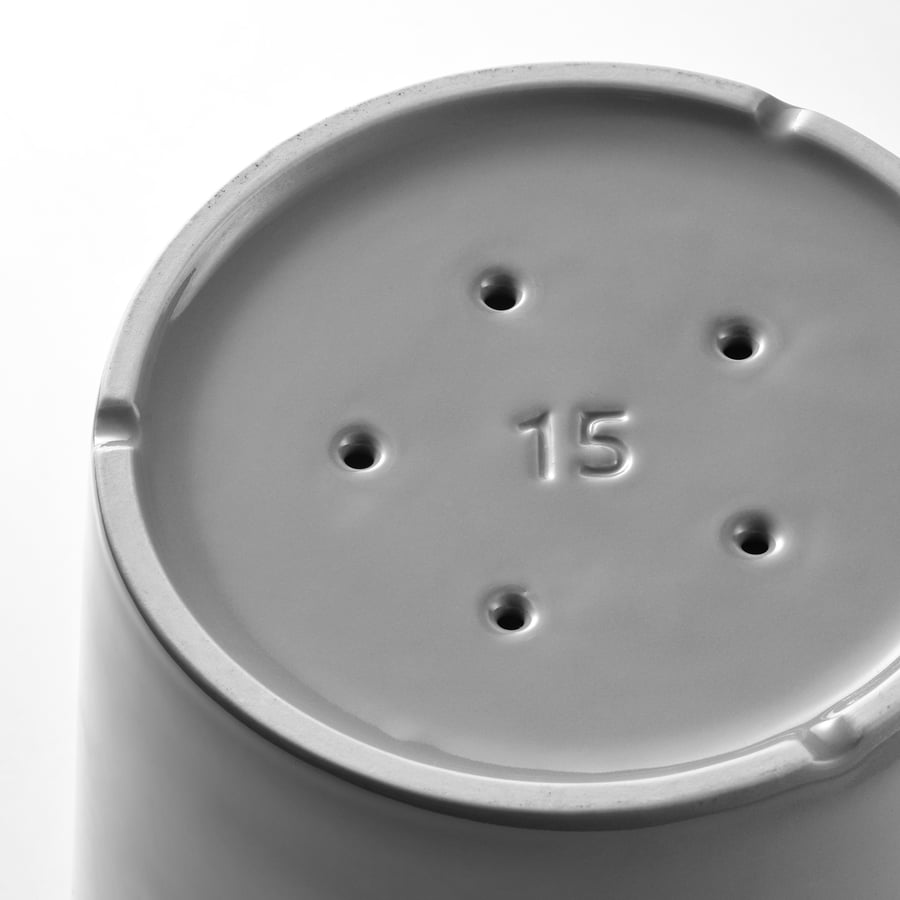 CITRUSFRUKT plant pot with saucer, indoor/outdoor gray, 6" IKEA