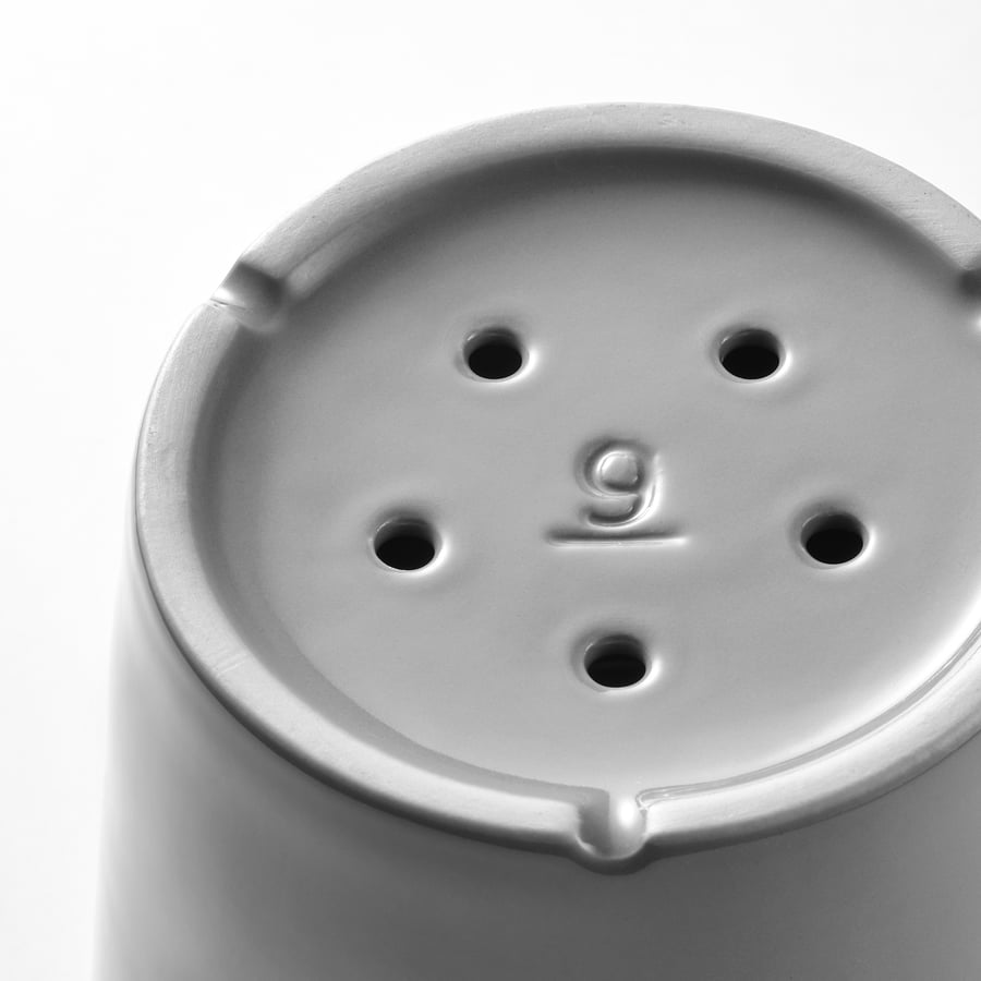 CITRUSFRUKT plant pot with saucer, indoor/outdoor gray, 3 ½" IKEA