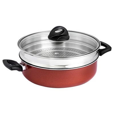 DAGASILL Sauté pan with lid, red, 11 "