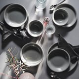 DAGGASTER Deep plate/bowl, dotted/gray, 7 ½ "