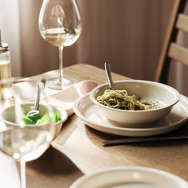 DAGGASTER Deep plate/bowl, dotted/light beige, 7 ½ "