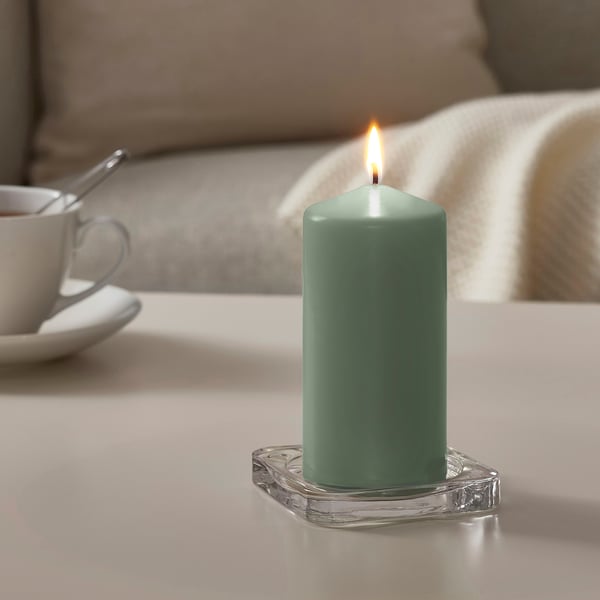 DAGLIGEN unscented pillar candle, green, 5 ½" IKEA