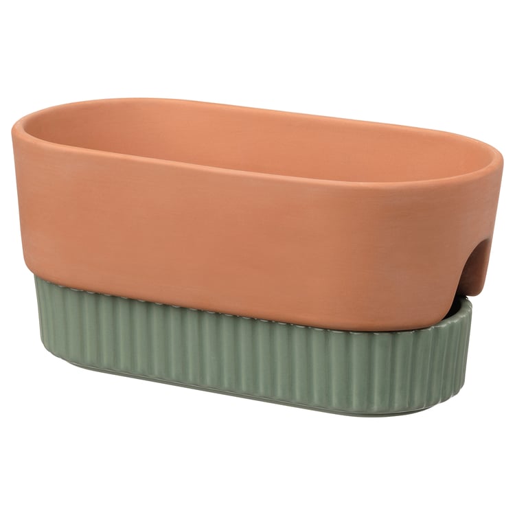 DAKSJUS selfwatering plant pot, terracotta/green, 10 ¾x5" IKEA