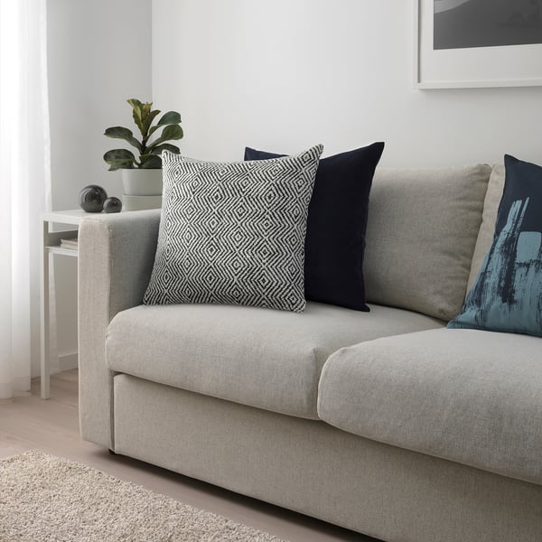 DAMMOTT Cushion cover, dark gray/off-white, 20x20 "
